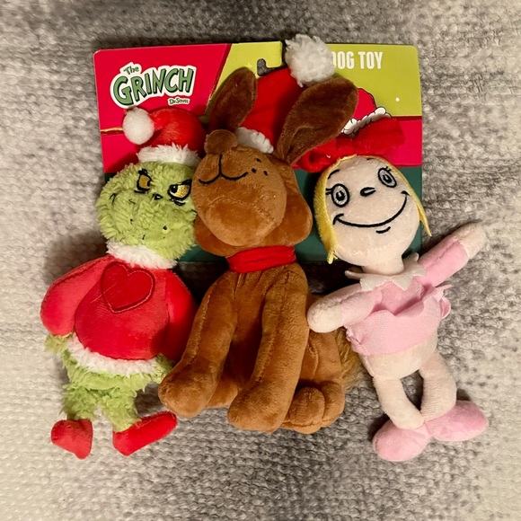 Dr. Seuss Holiday The Grinch Themed Christmas Dog Toy Set Of 3 The